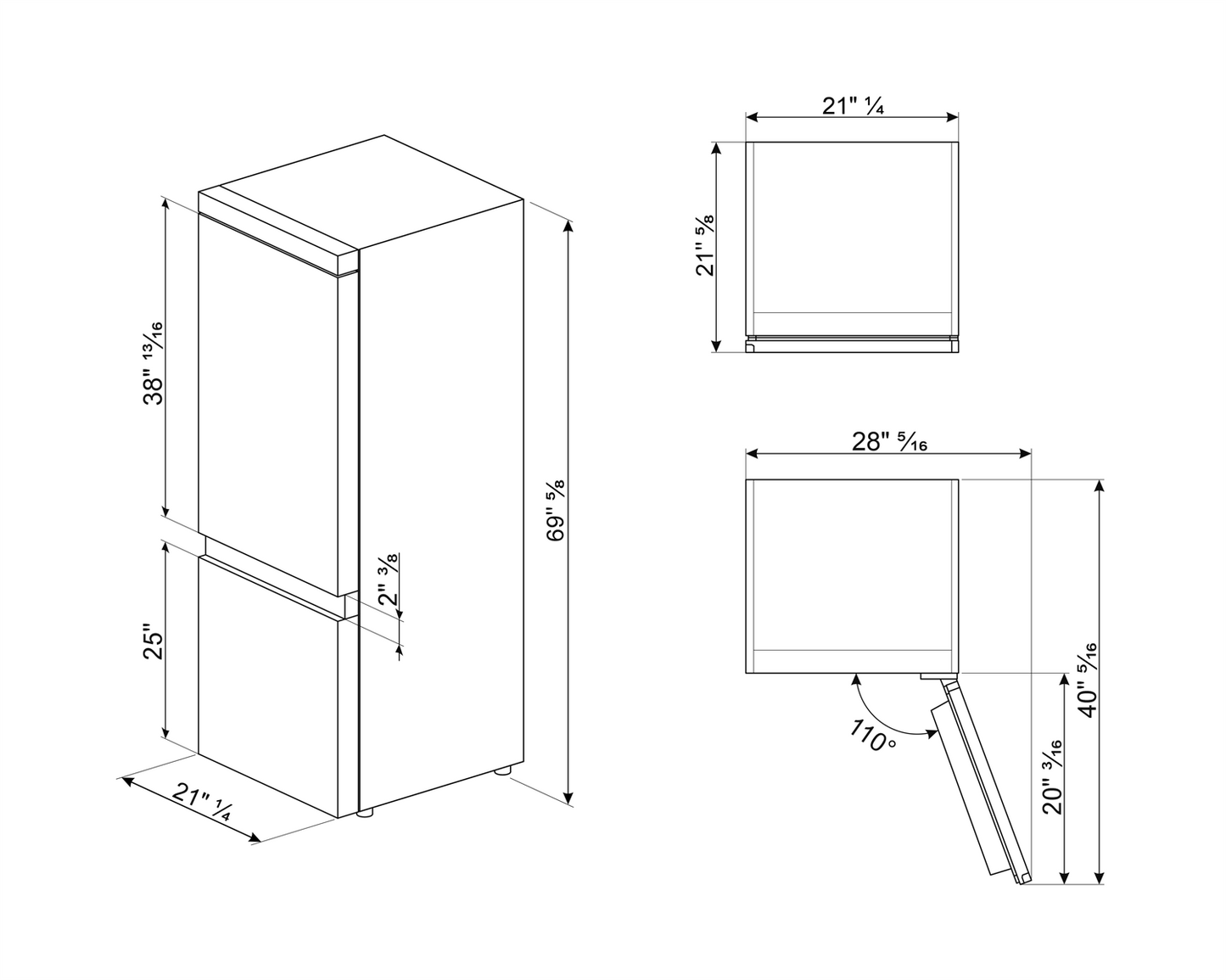 24" Panel Ready Built-In Fridge w/ Btm FZ