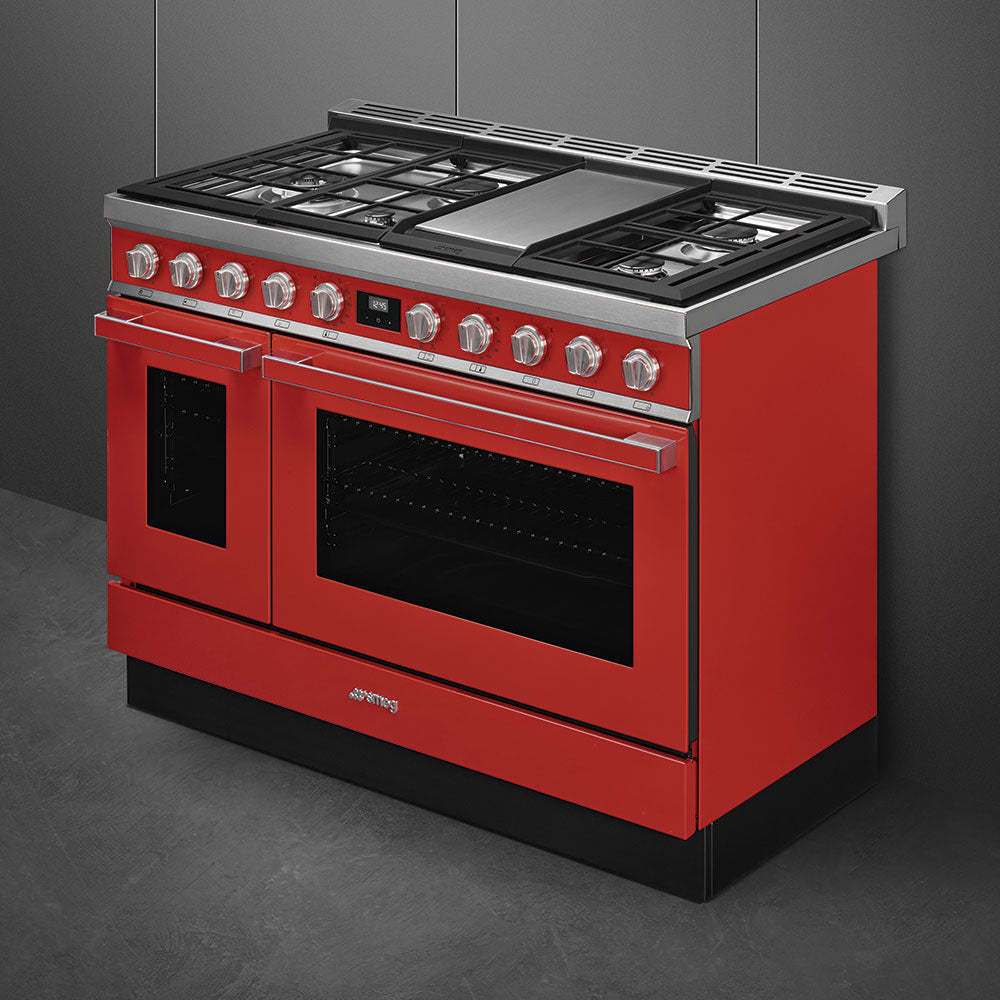 Portofino 48" Range - DUAL FUEL - Red