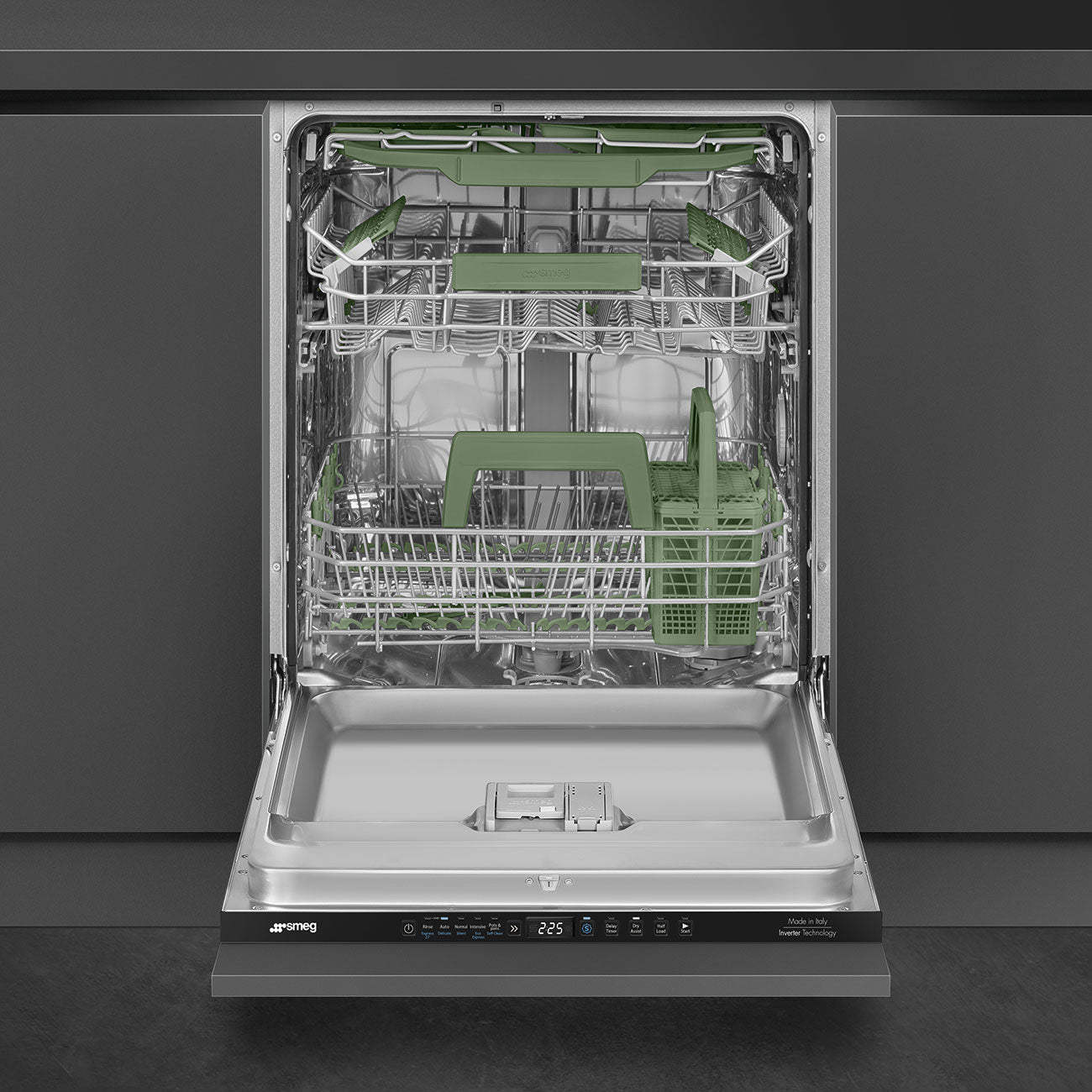 SMEG 24" Built in Dishwasher, 40 db, Single Aquastop, 15 Place Settings, Tall Tub