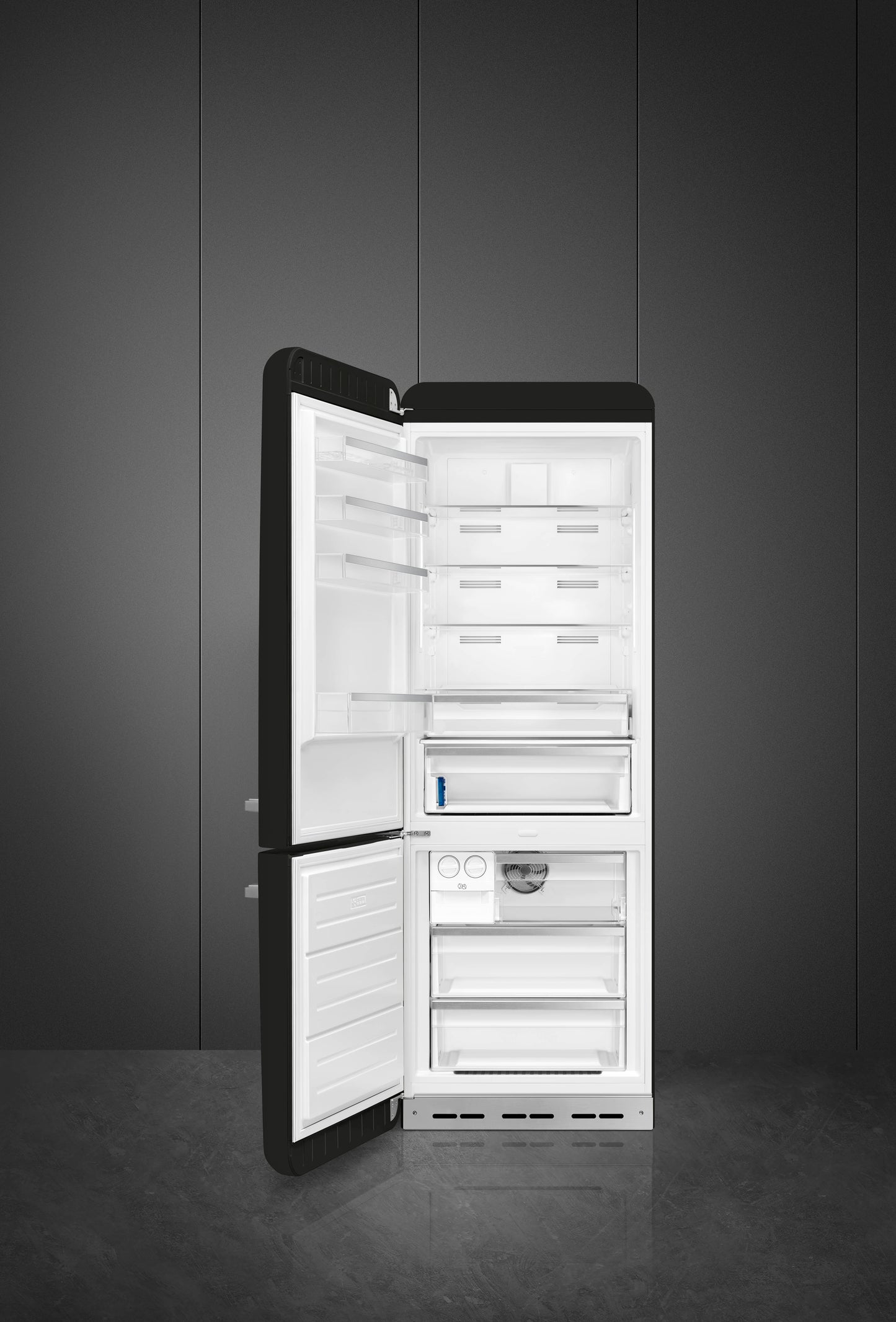 FAB38 Fridge - Black (Left Hinge)