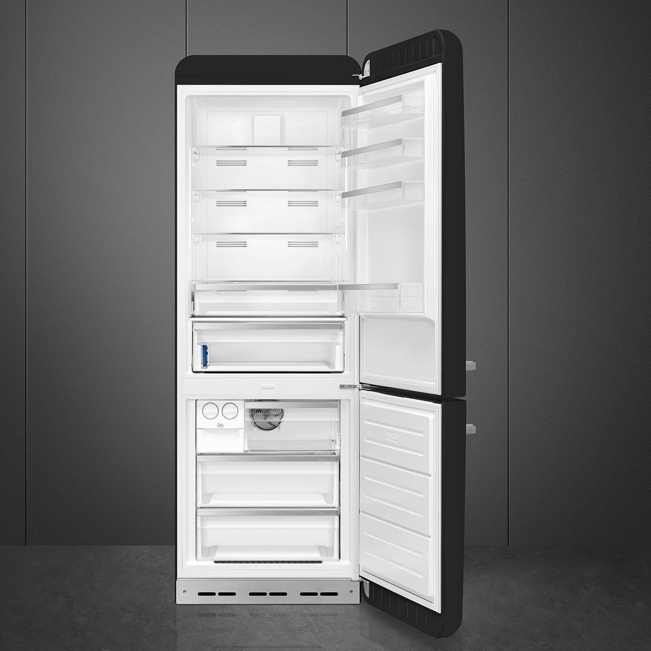 FAB38 Fridge - Black (Right Hinge)