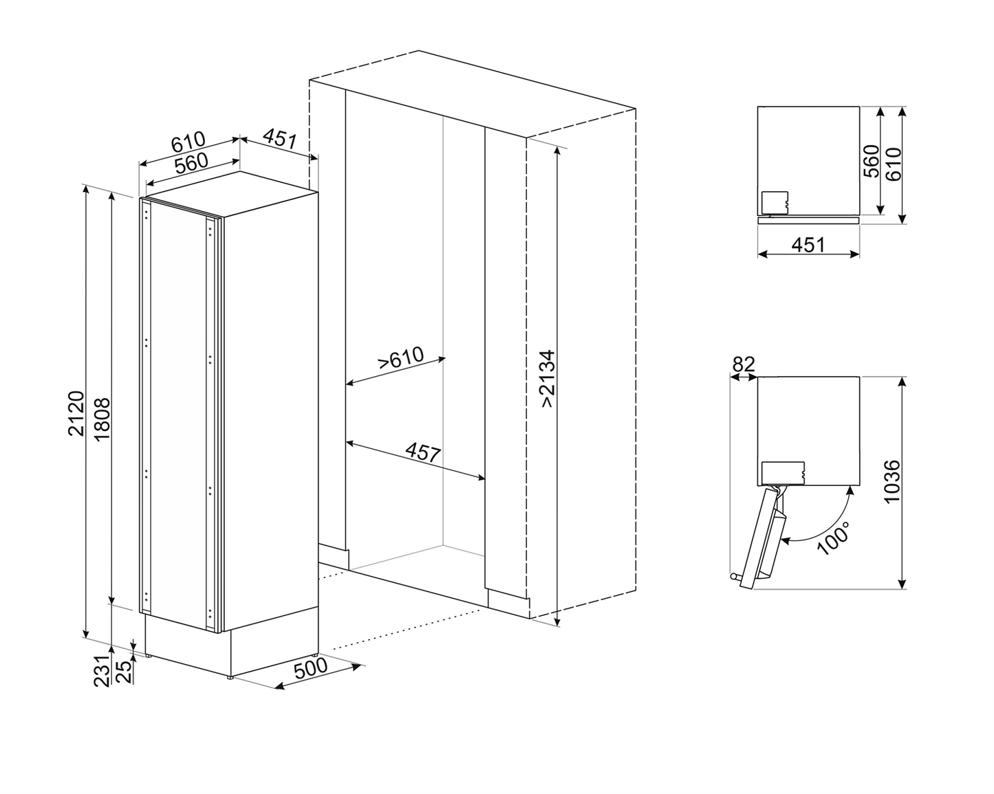 18” Built-In Freezer Column - LEFT HINGE - PANEL READY