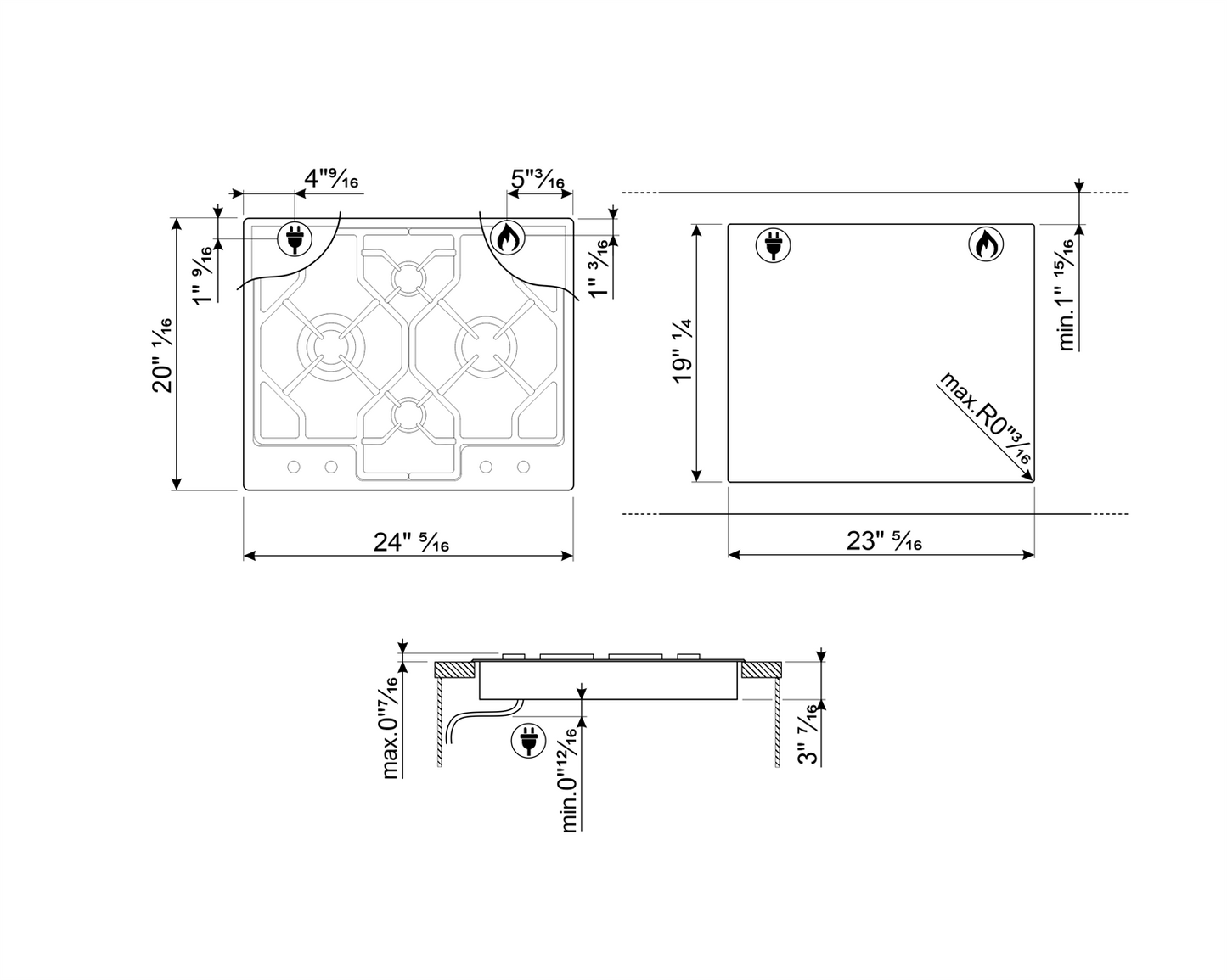Classic 24" Gas Cooktop with Pro Style Knobs