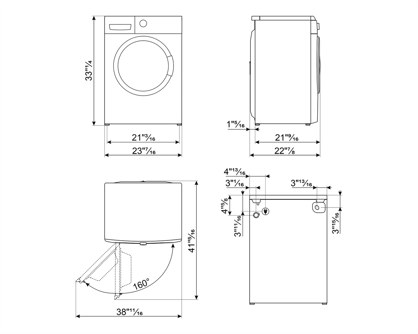 SMEG 24" Washer, 1400 RPM, 8KG, 120V