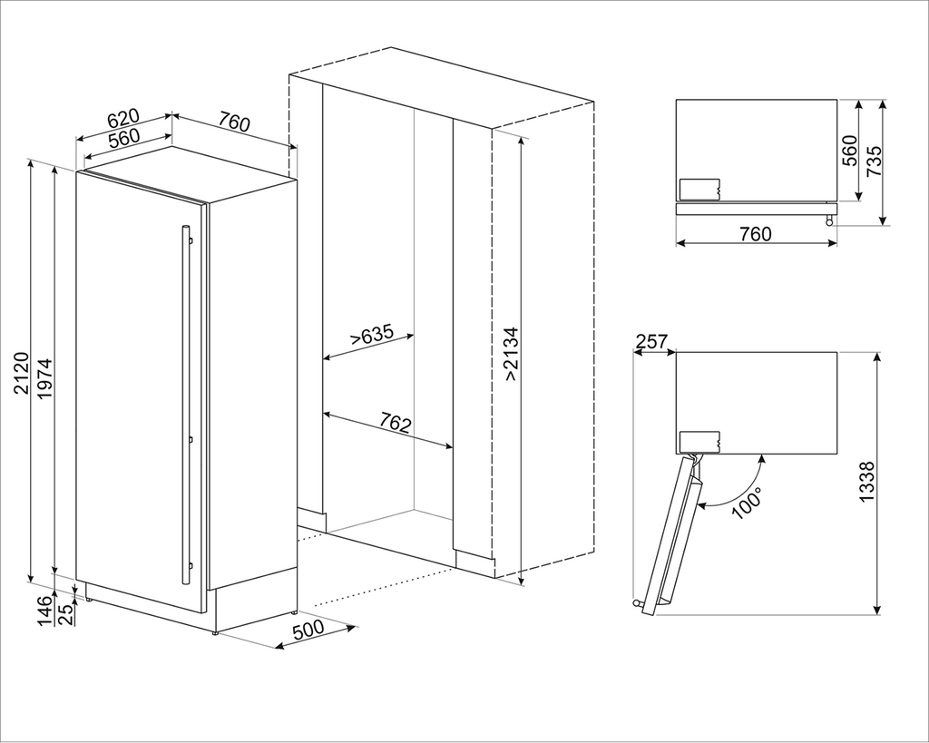 SMEG 30" Built In Freezer Column Left Hinge (Stainless Steel)