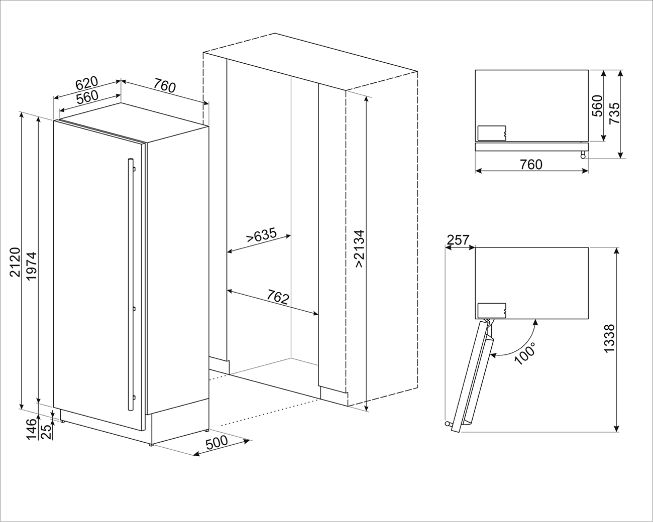 SMEG 30" Built In Freezer Column Left Hinge (Stainless Steel)