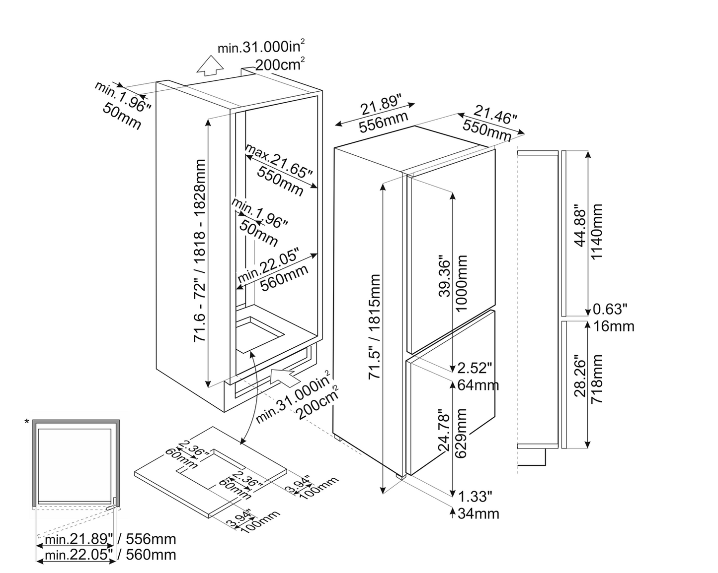 24" Panel Ready Built-In Fridge w/ Btm FZ & Auto Ice