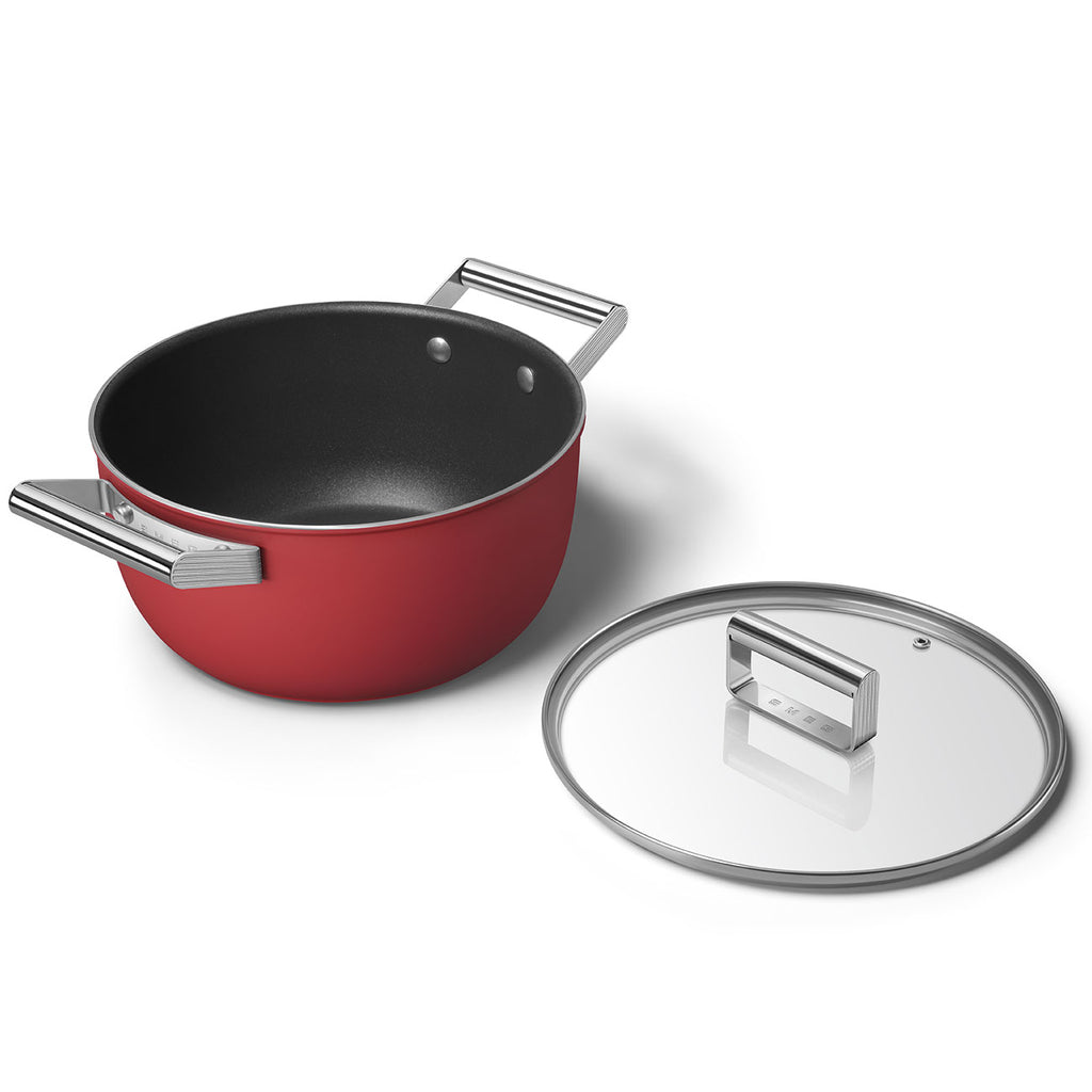 SMEG Casserole with Lid 24cm (Red)