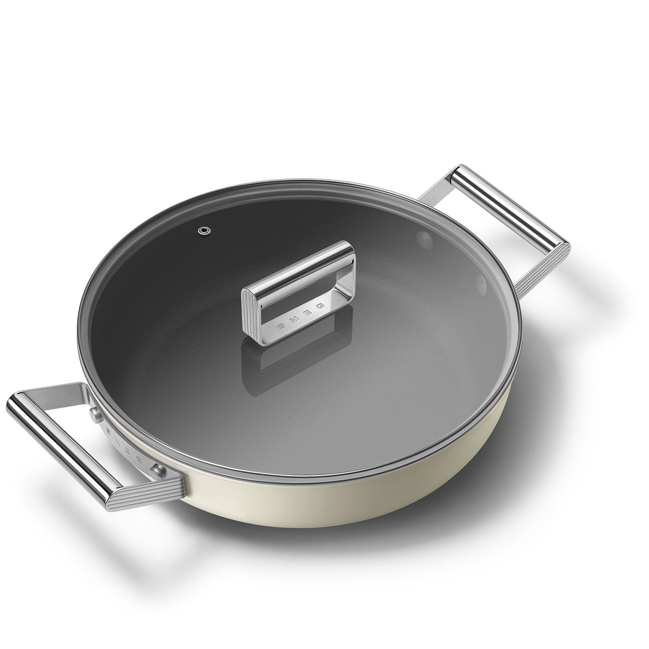 SMEG Deep Skillet with Lid 30cm (Cream)