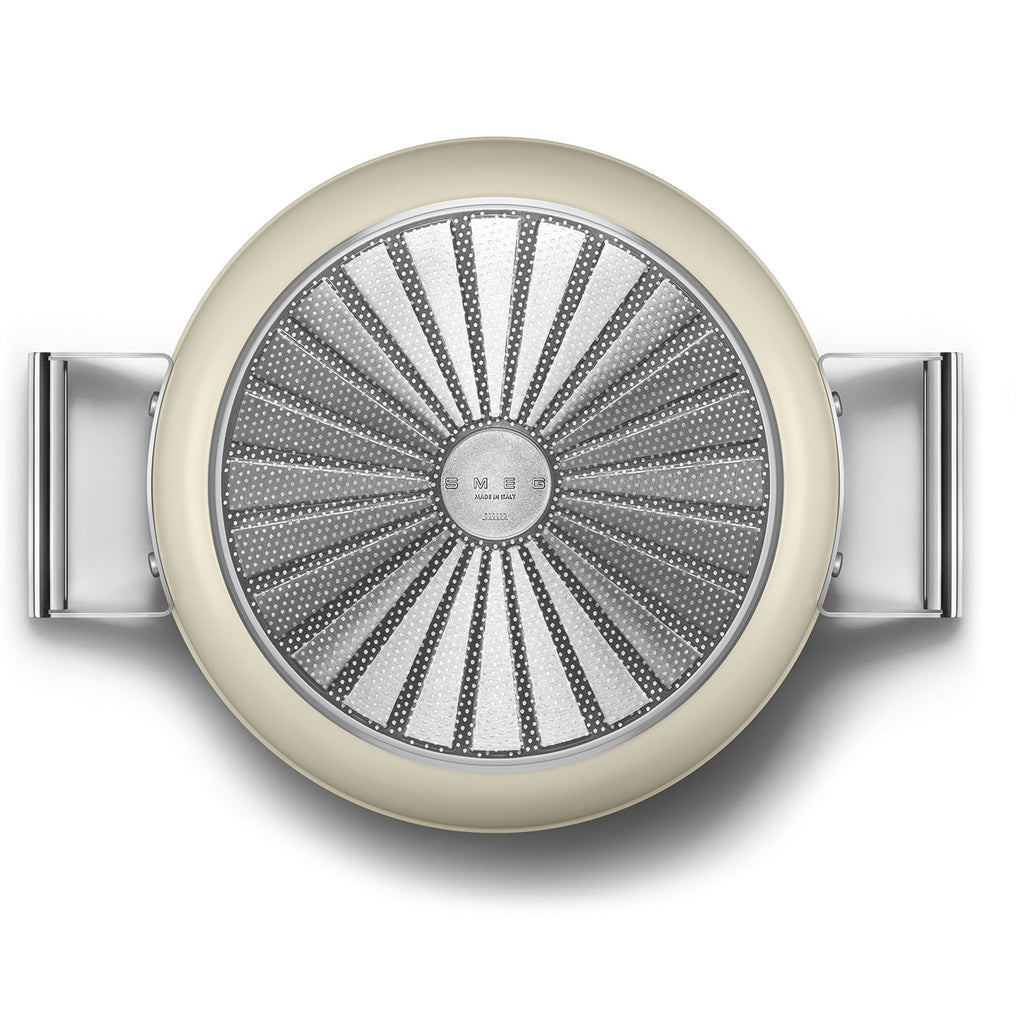 SMEG Deep Skillet with Lid 30cm (Cream)