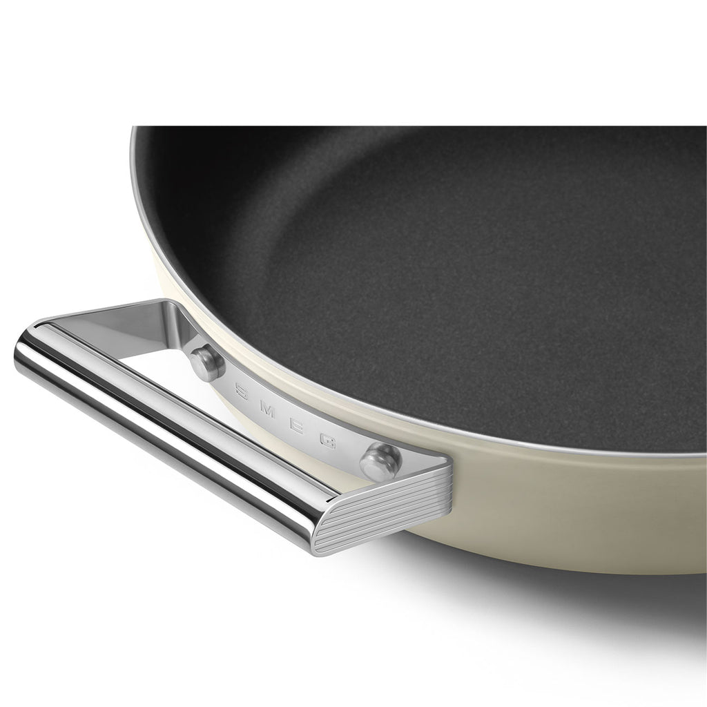 SMEG Deep Skillet with Lid 30cm (Cream)