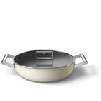 SMEG Deep Skillet with Lid 30cm (Cream)