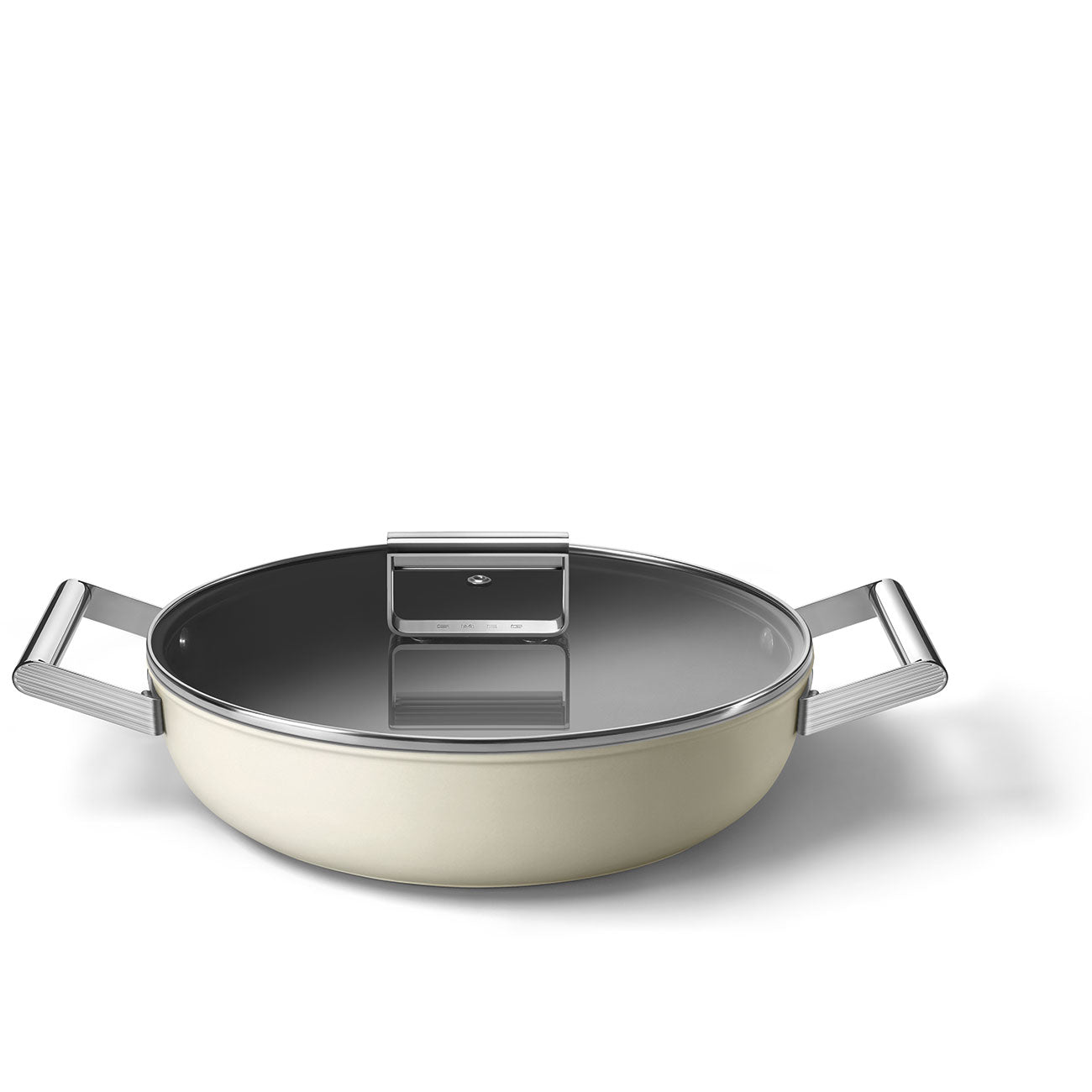 SMEG Deep Skillet with Lid 30cm (Cream)
