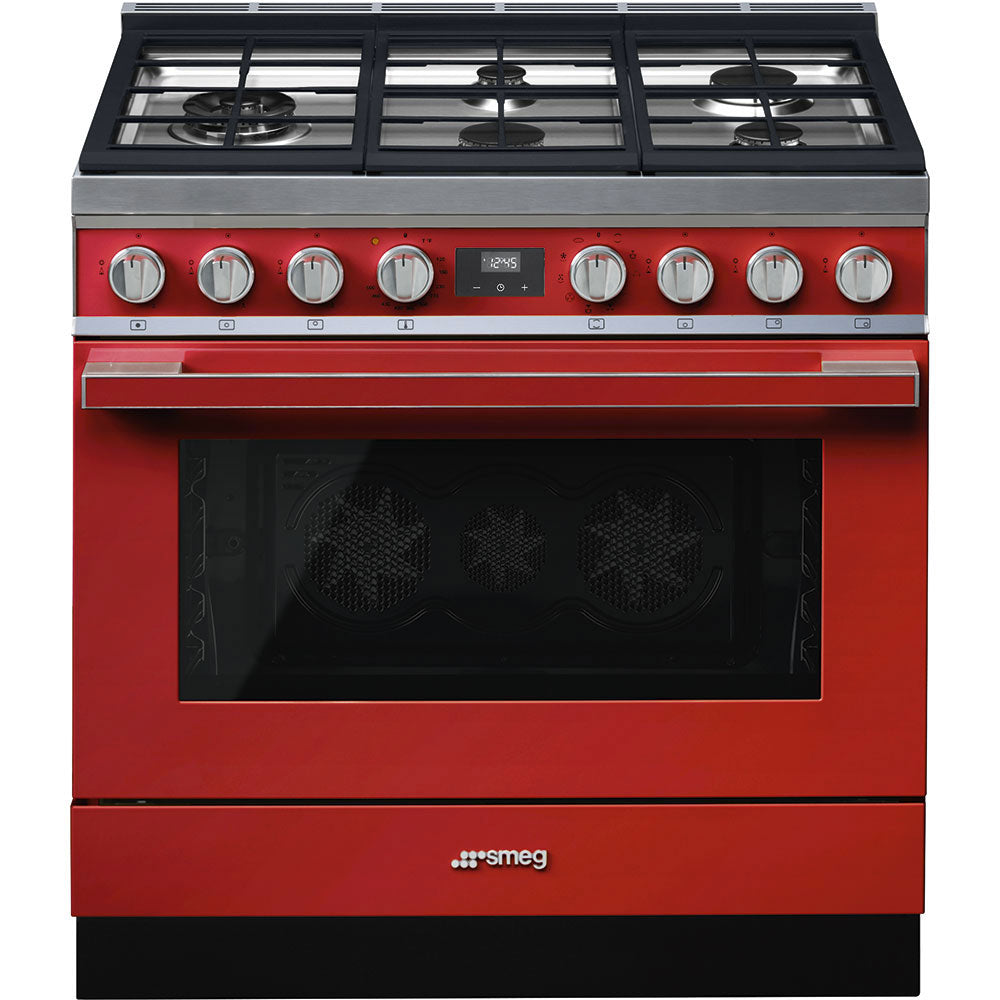 SMEG Portofino 36" Dual Fuel Range (Red)