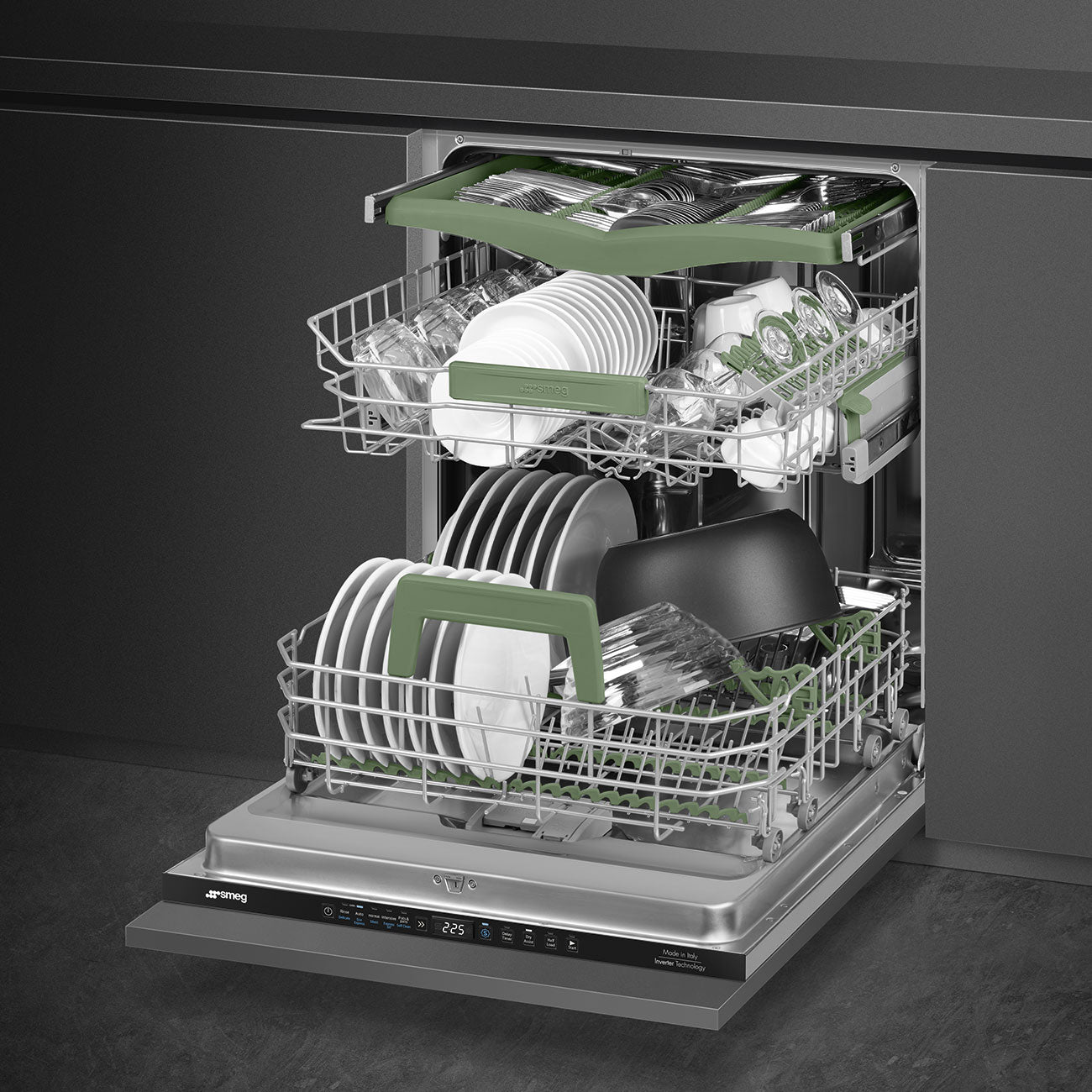 SMEG 24" Short TUB (82 CM), Pre Finished Dishwasher, 3 Rack, 46 DB