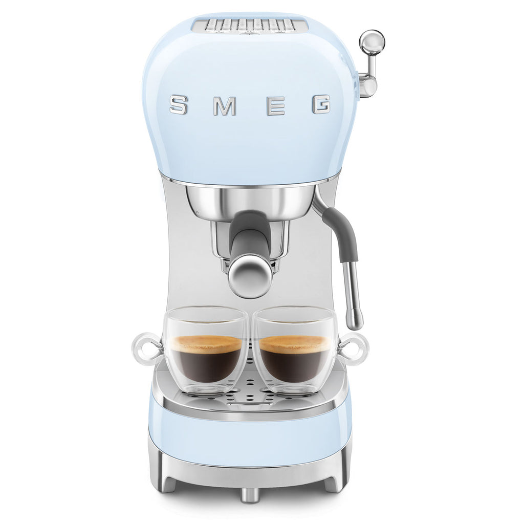 SMEG Manual Espresso Coffee Machine with Milk Frother (Pastel Blue)