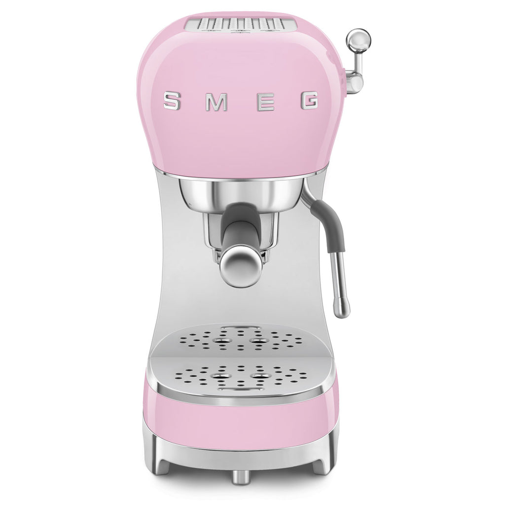 SMEG Manual Espresso Coffee Machine with Milk Frother (Pink)