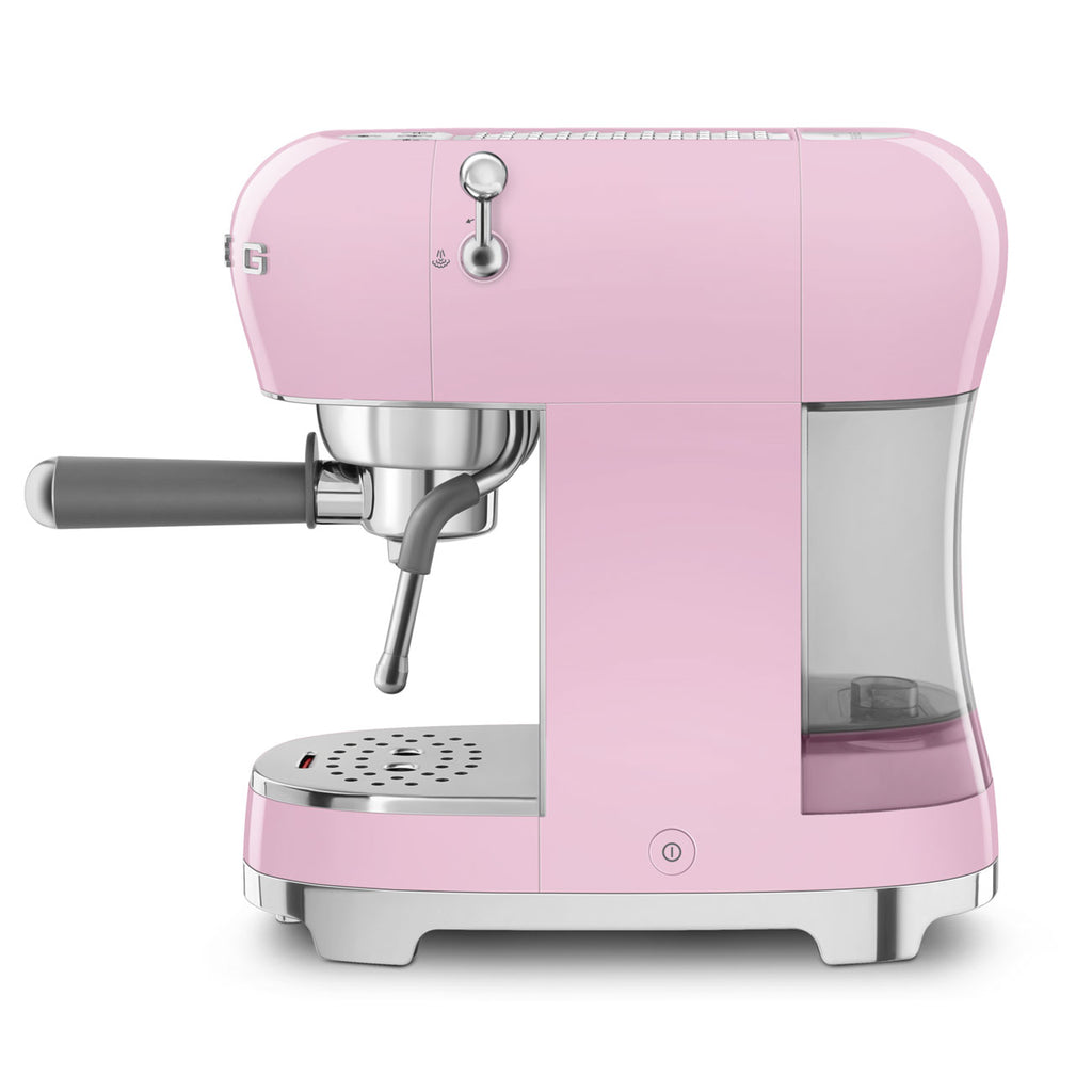 SMEG Manual Espresso Coffee Machine with Milk Frother (Pink)