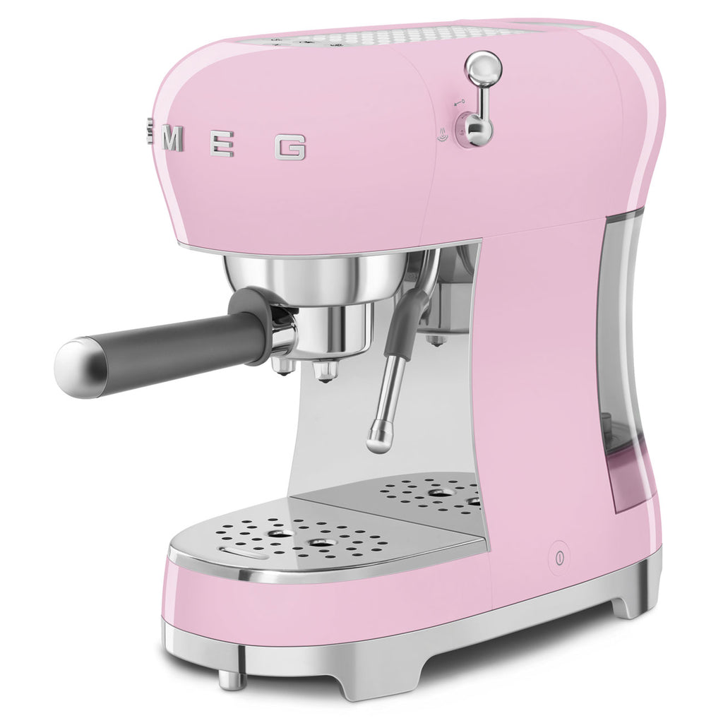 SMEG Manual Espresso Coffee Machine with Milk Frother (Pink)