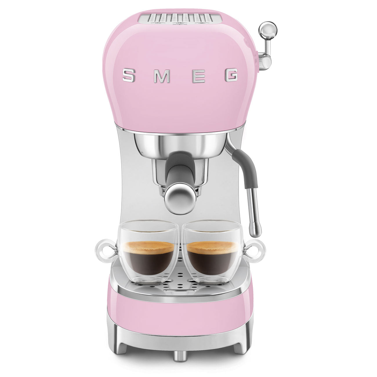 SMEG Manual Espresso Coffee Machine with Milk Frother (Pink)