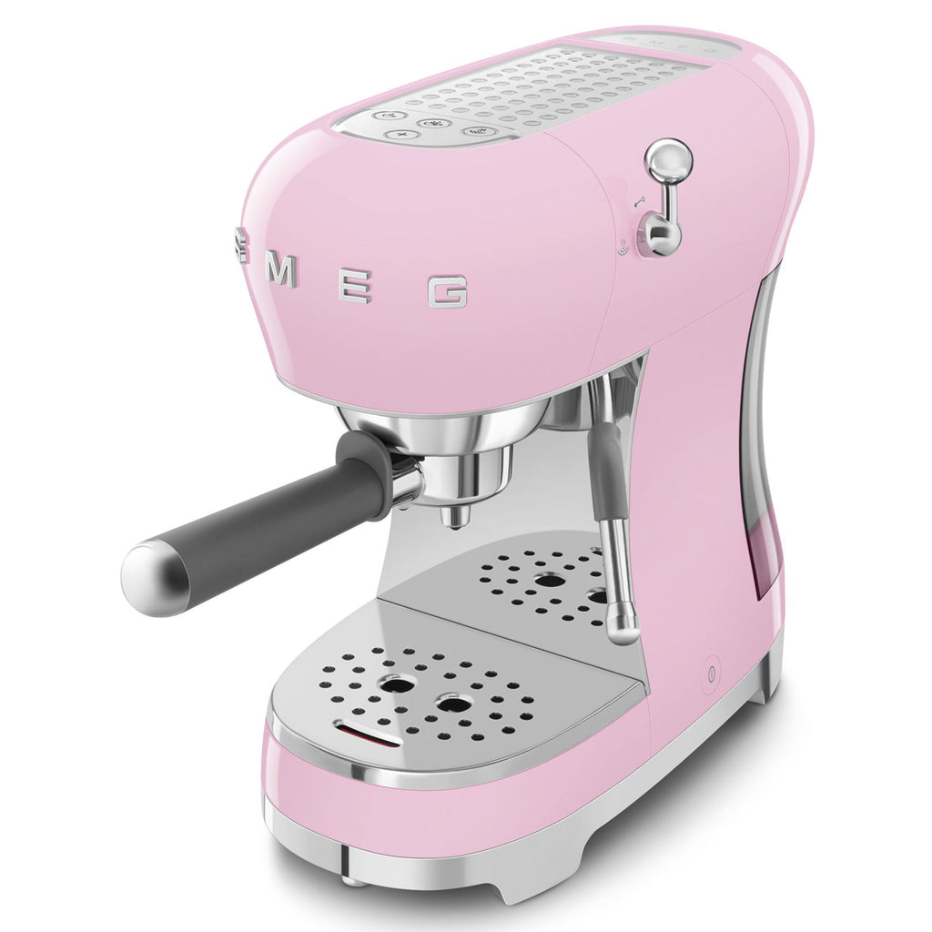 SMEG Manual Espresso Coffee Machine with Milk Frother (Pink)