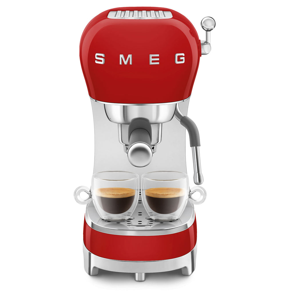 SMEG Manual Espresso Coffee Machine with Milk Frother (Red)
