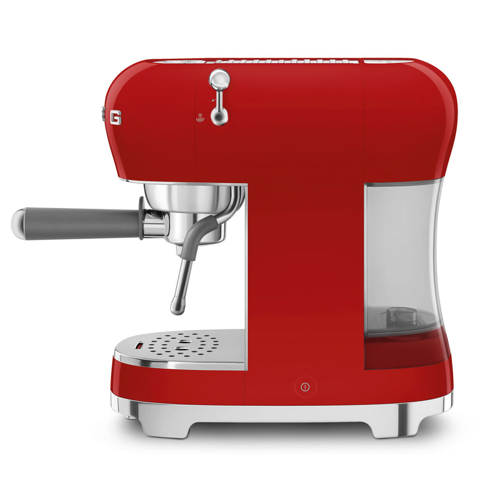 SMEG Manual Espresso Coffee Machine with Milk Frother (Red)