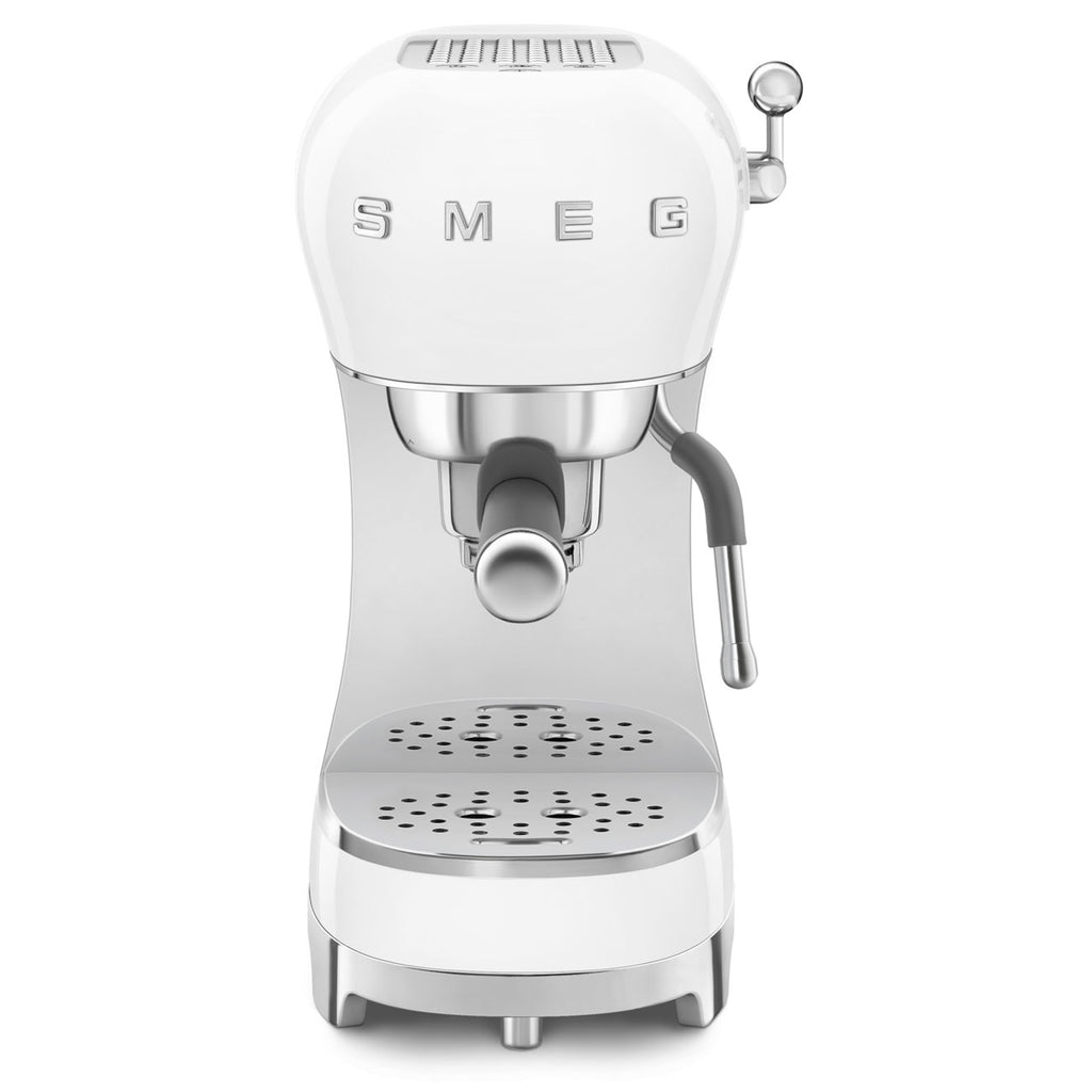 SMEG Manual Espresso Coffee Machine with Milk Frother (White)