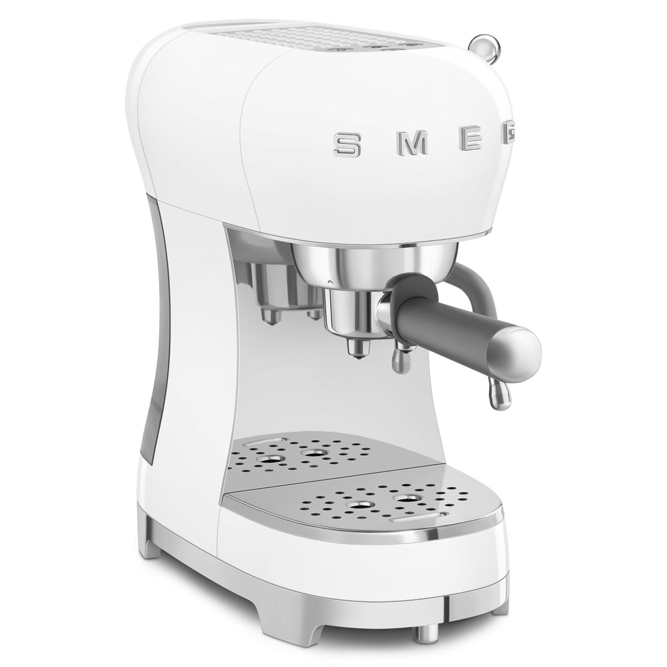 SMEG Manual Espresso Coffee Machine with Milk Frother (White)