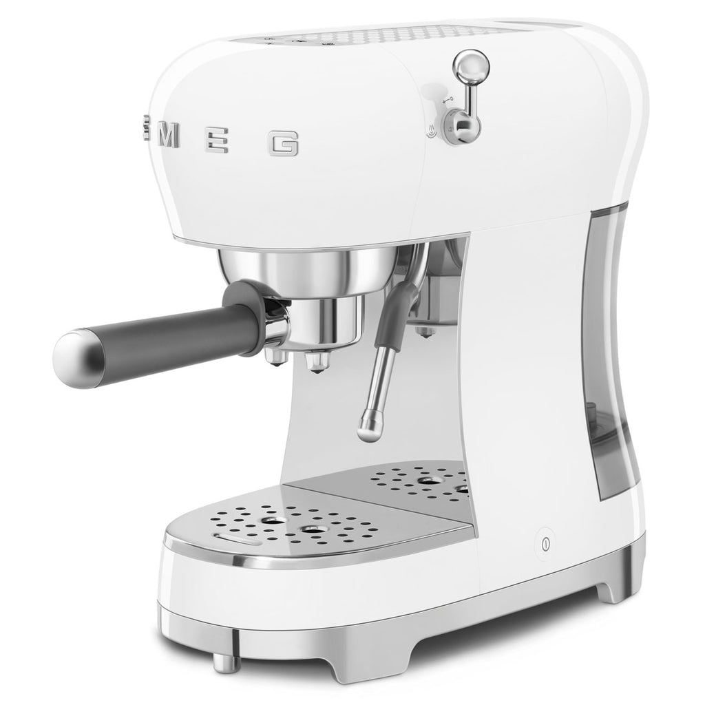 SMEG Manual Espresso Coffee Machine with Milk Frother (White)