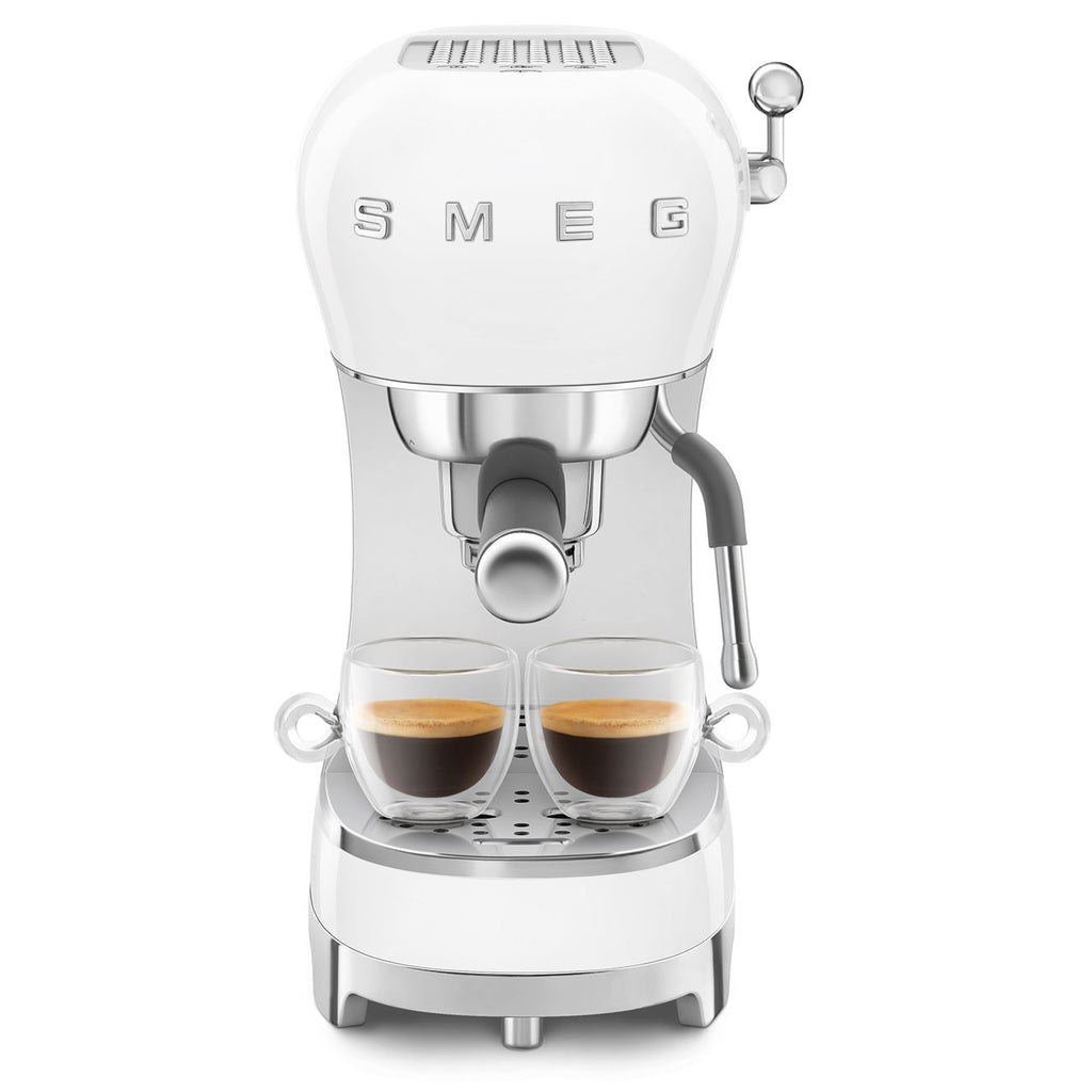 SMEG Manual Espresso Coffee Machine with Milk Frother (White)