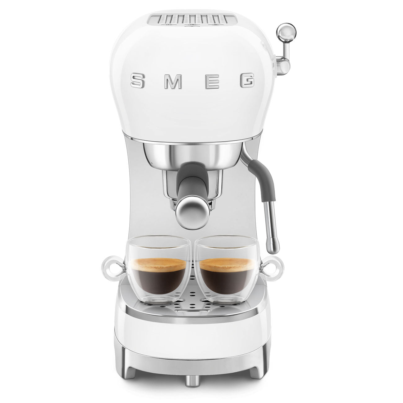 SMEG Manual Espresso Coffee Machine with Milk Frother (White)