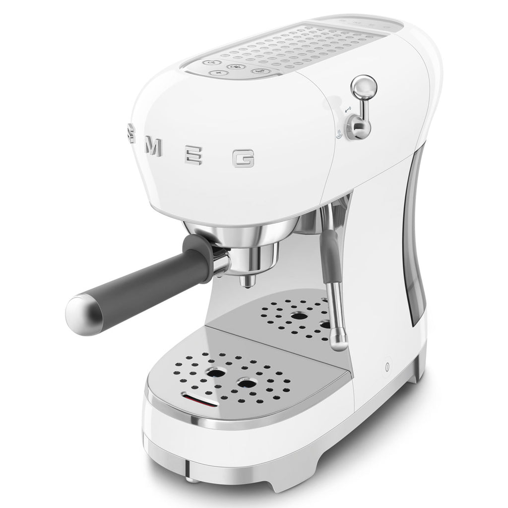 SMEG Manual Espresso Coffee Machine with Milk Frother (White)