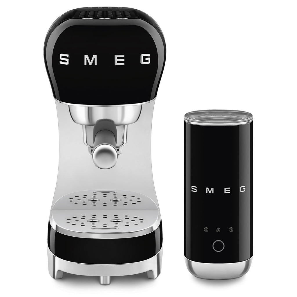 SMEG Barista Bundle - Espresso Machine + Milk Frother (Black)