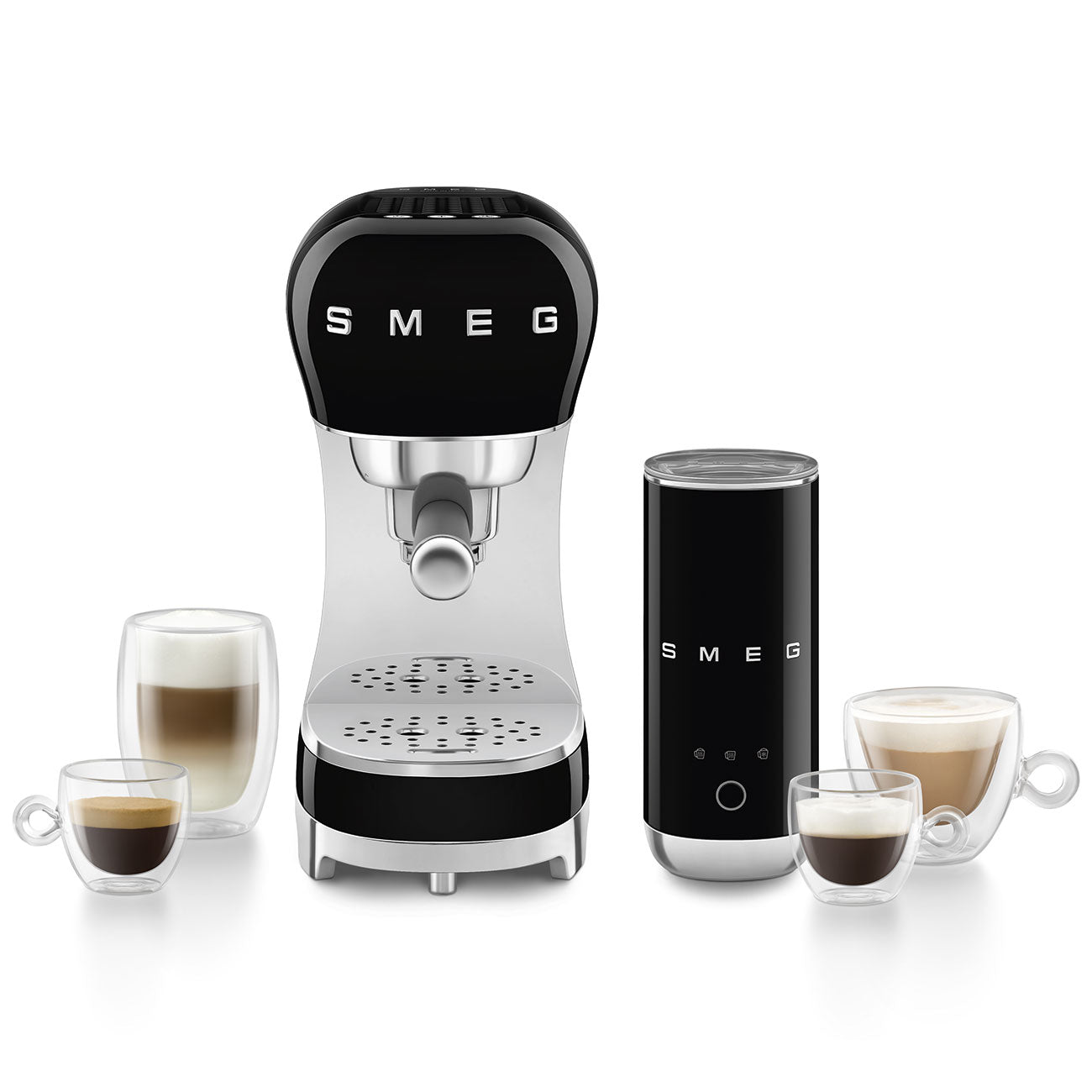 SMEG Barista Bundle - Espresso Machine + Milk Frother (Black)