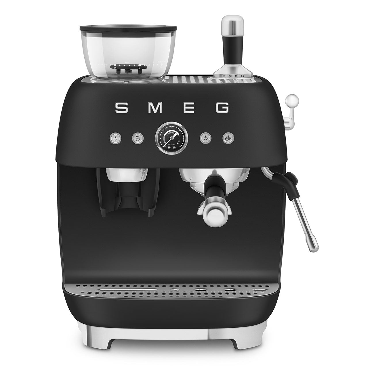 SMEG Manual Espresso Coffee Machine with Grinder (Black Matte)