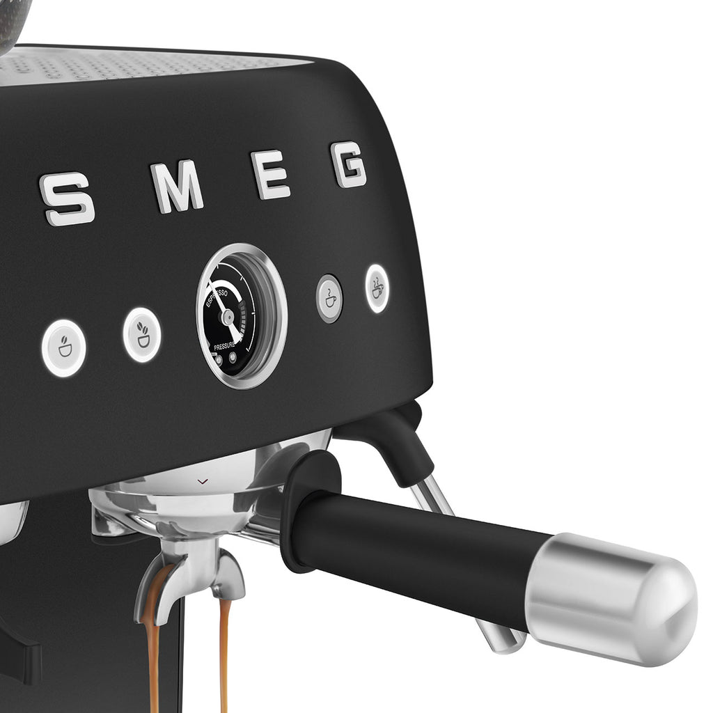 SMEG Manual Espresso Coffee Machine with Grinder (Black Matte)