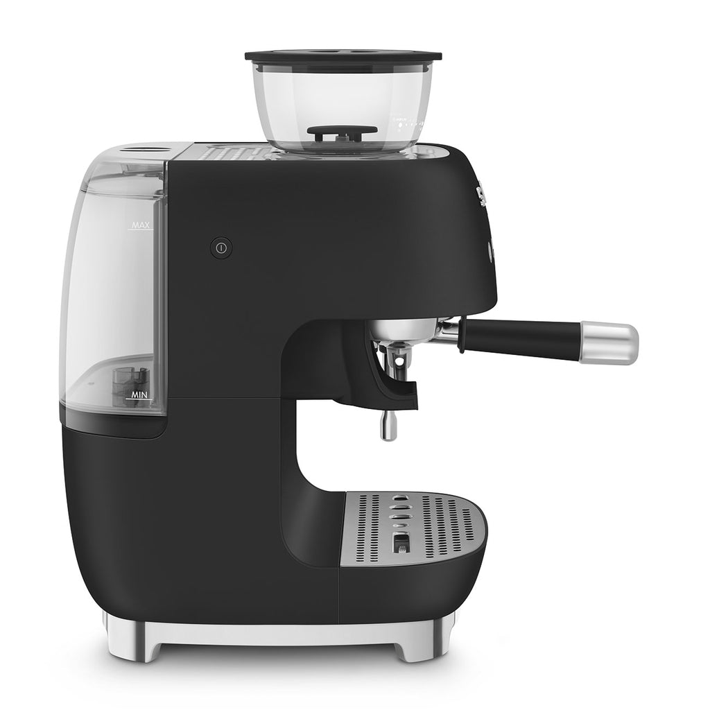 SMEG Manual Espresso Coffee Machine with Grinder (Black Matte)