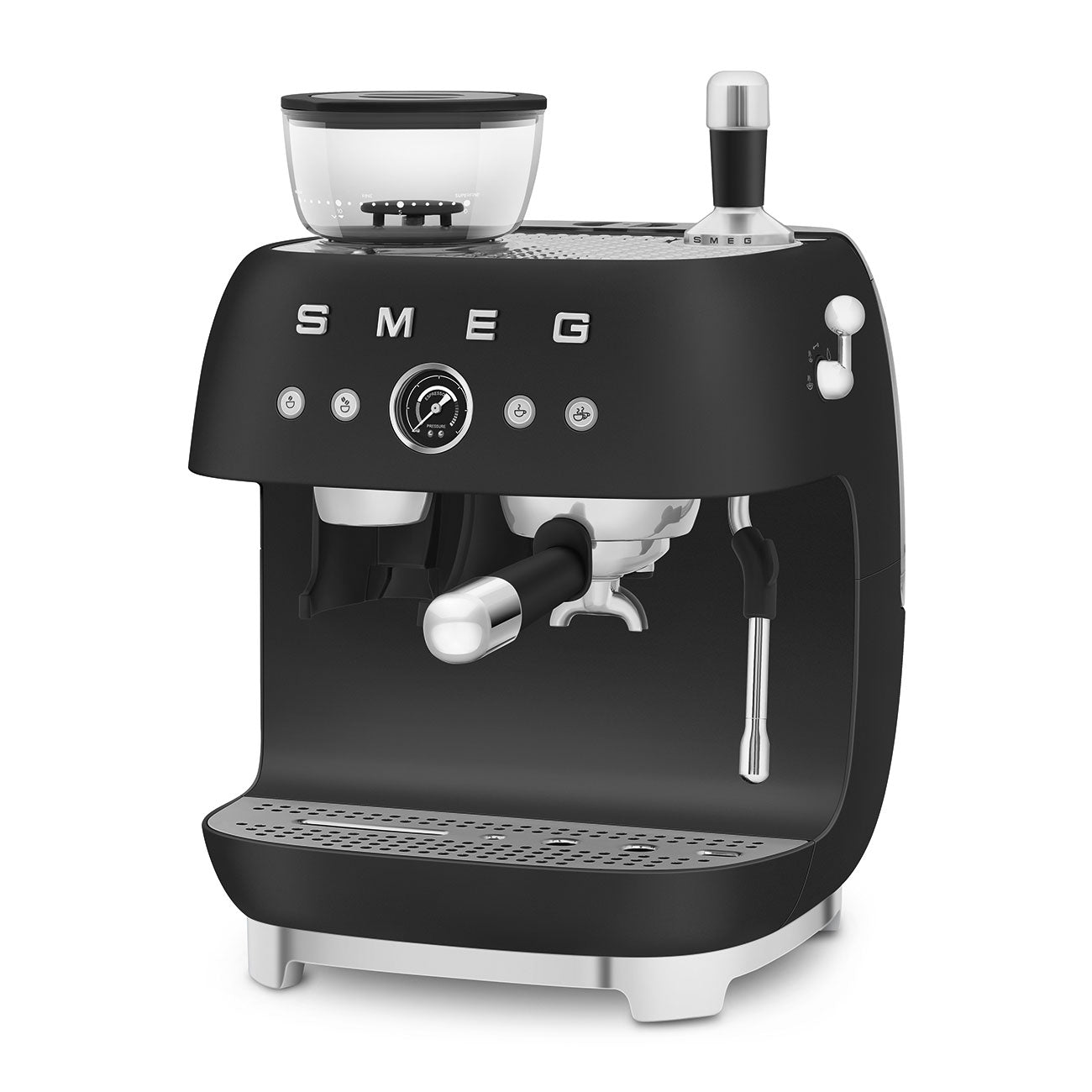Manual Espresso Coffee Machine with Coffee Grinder - Black Matte