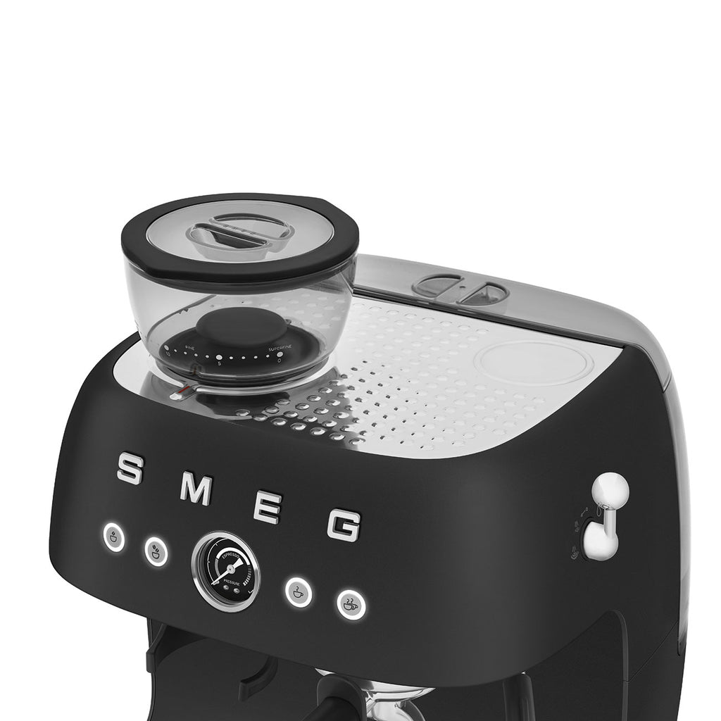 SMEG Manual Espresso Coffee Machine with Grinder (Black Matte)