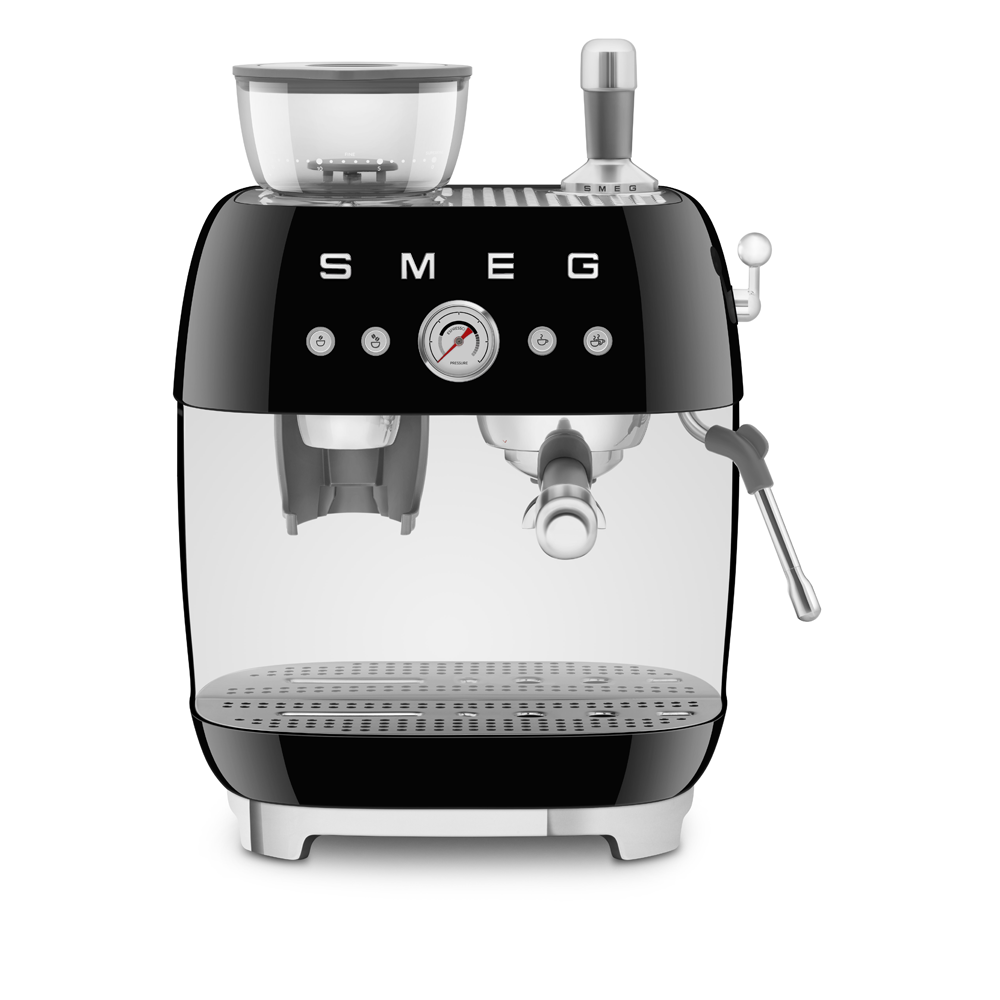 SMEG Manual Espresso Coffee Machine with Grinder (Black)