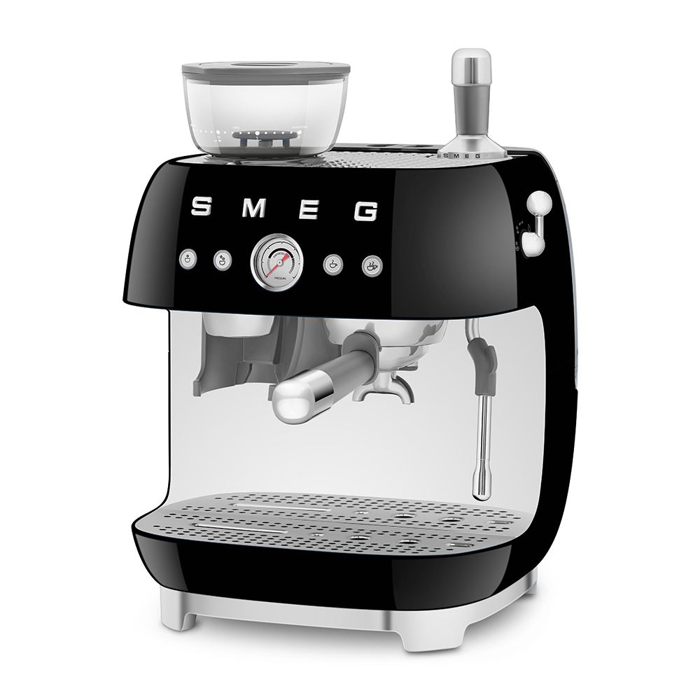 SMEG Manual Espresso Coffee Machine with Grinder (Black)