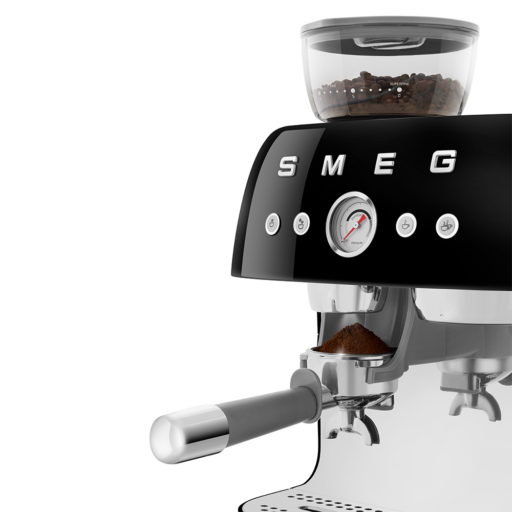 SMEG Manual Espresso Coffee Machine with Grinder (Black)