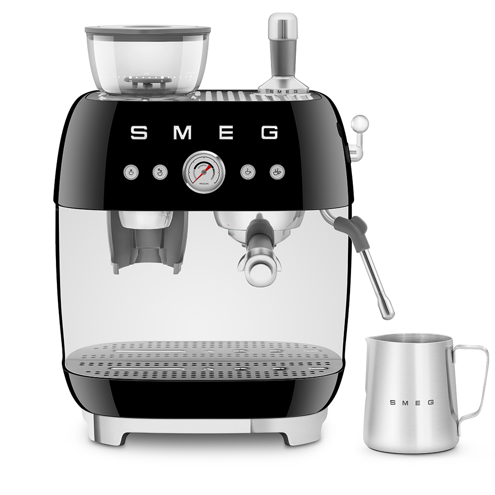 SMEG Manual Espresso Coffee Machine with Grinder (Black)