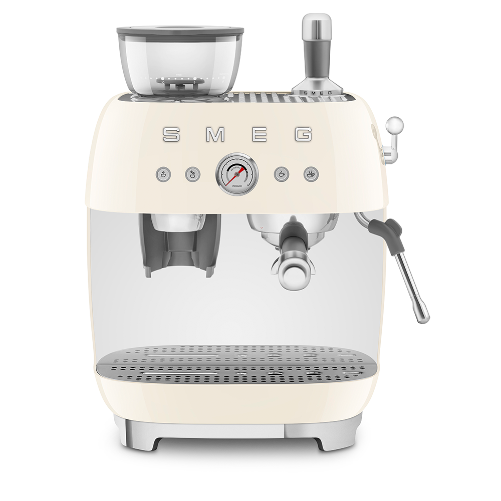 Manual Espresso Coffee Machine with Coffee Grinder - Cream