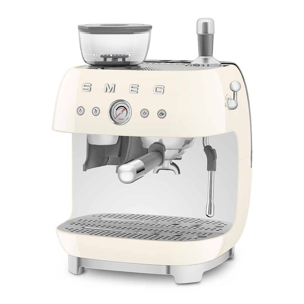 Manual Espresso Coffee Machine with Coffee Grinder - Cream