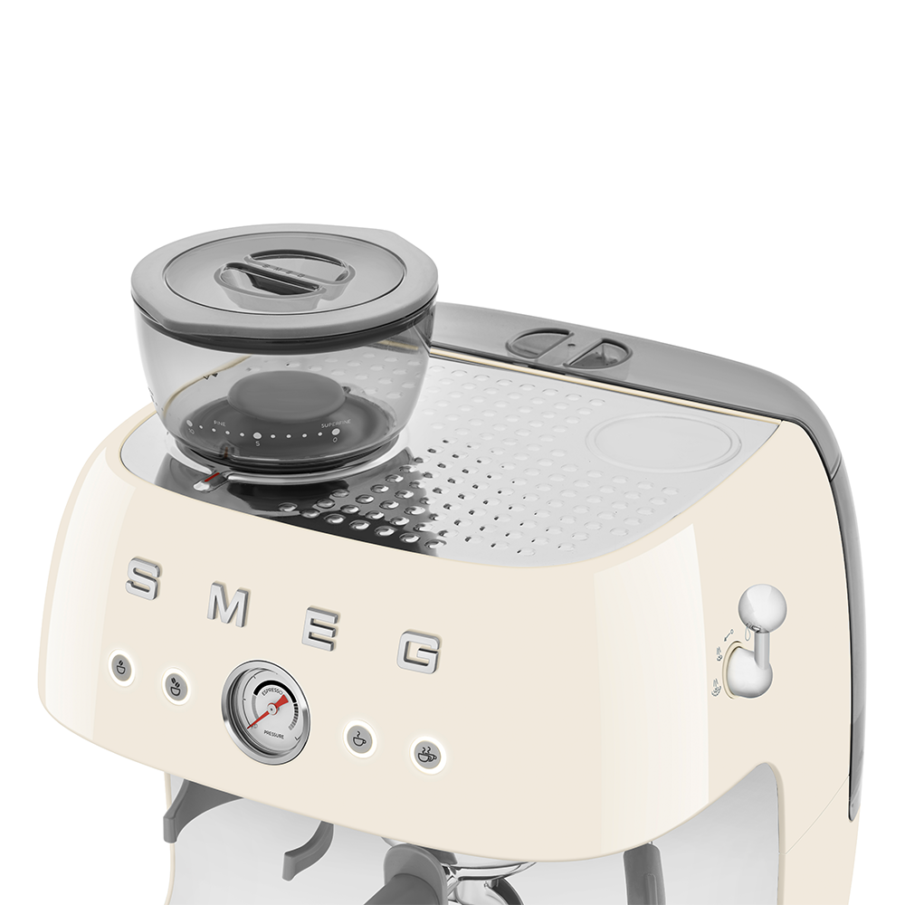 SMEG Manual Espresso Coffee Machine with Grinder (Cream)