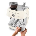SMEG Manual Espresso Coffee Machine with Grinder (Cream)