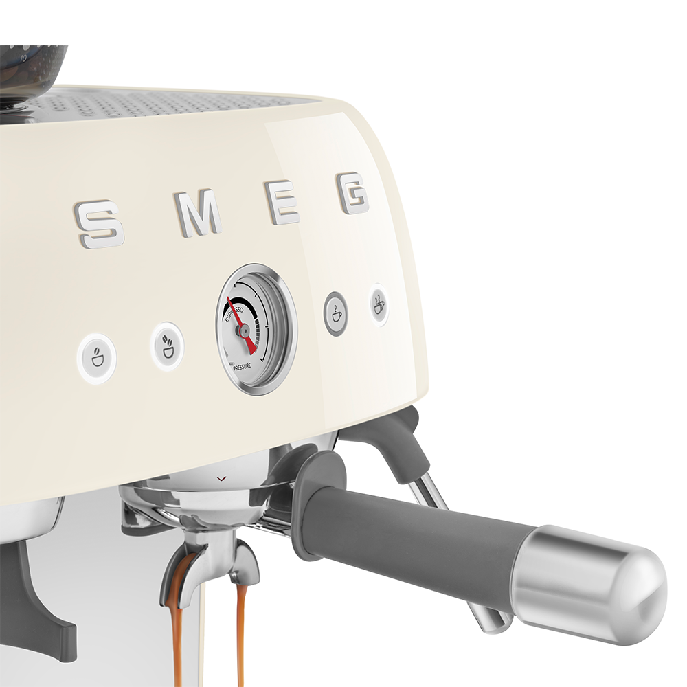 SMEG Manual Espresso Coffee Machine with Grinder (Cream)
