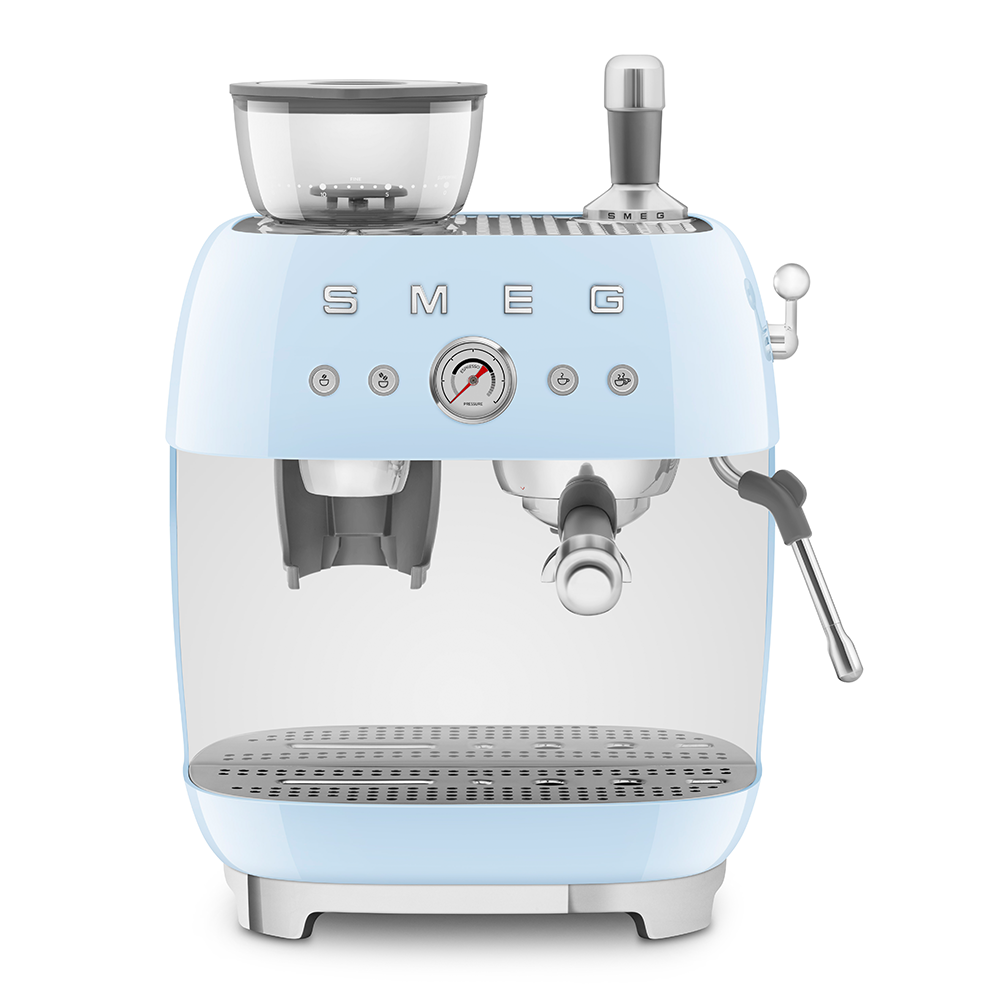 SMEG Manual Espresso Coffee Machine with Grinder (Pastel Blue)